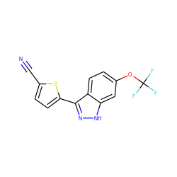 N#Cc1ccc(-c2n[nH]c3cc(OC(F)(F)F)ccc23)s1 ZINC001772604947