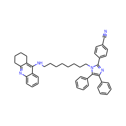 N#Cc1ccc(-c2nc(-c3ccccc3)c(-c3ccccc3)n2CCCCCCCCNc2c3c(nc4ccccc24)CCCC3)cc1 ZINC000095590177