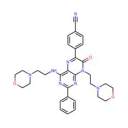 N#Cc1ccc(-c2nc3c(NCCN4CCOCC4)nc(-c4ccccc4)nc3n(CCN3CCOCC3)c2=O)cc1 ZINC000142869724