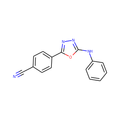 N#Cc1ccc(-c2nnc(Nc3ccccc3)o2)cc1 ZINC000066251875