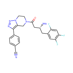 N#Cc1ccc(-c2nnn3c2CN(C(=O)C[C@H](N)Cc2cc(F)c(F)cc2F)CC3)cc1 ZINC000066098918