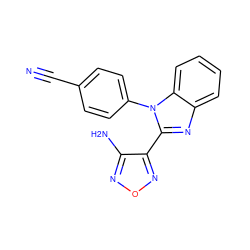 N#Cc1ccc(-n2c(-c3nonc3N)nc3ccccc32)cc1 ZINC000049000276