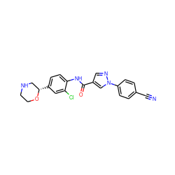 N#Cc1ccc(-n2cc(C(=O)Nc3ccc([C@H]4CNCCO4)cc3Cl)cn2)cc1 ZINC000149911280