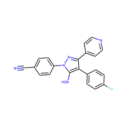 N#Cc1ccc(-n2nc(-c3ccncc3)c(-c3ccc(F)cc3)c2N)cc1 ZINC000084633873