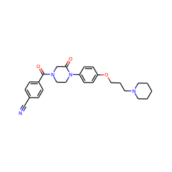 N#Cc1ccc(C(=O)N2CCN(c3ccc(OCCCN4CCCCC4)cc3)C(=O)C2)cc1 ZINC000028870207