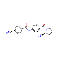 N#Cc1ccc(C(=O)Nc2ccc(C(=O)N3CCC[C@H]3C#N)cc2)cc1 ZINC000084738763