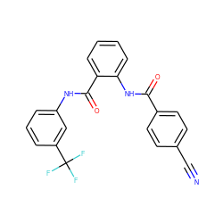 N#Cc1ccc(C(=O)Nc2ccccc2C(=O)Nc2cccc(C(F)(F)F)c2)cc1 ZINC000224948859