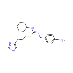 N#Cc1ccc(C/N=C(/NC2CCCCC2)SCCCc2c[nH]cn2)cc1 ZINC000073156944