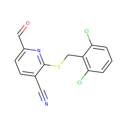 N#Cc1ccc(C=O)nc1SCc1c(Cl)cccc1Cl ZINC000013487728