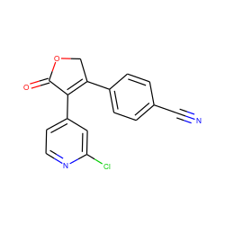 N#Cc1ccc(C2=C(c3ccnc(Cl)c3)C(=O)OC2)cc1 ZINC000299841453