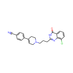 N#Cc1ccc(C2=CCN(CCCc3nc4c(Cl)cccc4c(=O)[nH]3)CC2)cc1 ZINC000040934900