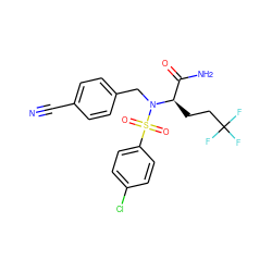 N#Cc1ccc(CN([C@H](CCC(F)(F)F)C(N)=O)S(=O)(=O)c2ccc(Cl)cc2)cc1 ZINC000084690581