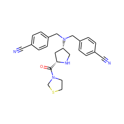 N#Cc1ccc(CN(Cc2ccc(C#N)cc2)[C@@H]2CN[C@H](C(=O)N3CCSC3)C2)cc1 ZINC000087664192