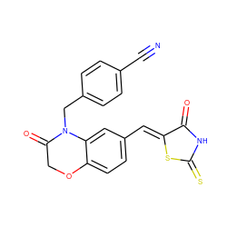 N#Cc1ccc(CN2C(=O)COc3ccc(/C=C4\SC(=S)NC4=O)cc32)cc1 ZINC000028883224