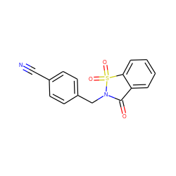 N#Cc1ccc(CN2C(=O)c3ccccc3S2(=O)=O)cc1 ZINC000002627201