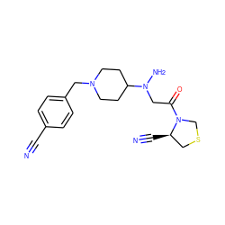 N#Cc1ccc(CN2CCC(N(N)CC(=O)N3CSC[C@H]3C#N)CC2)cc1 ZINC000049033885