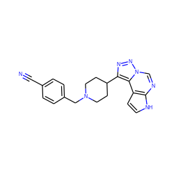 N#Cc1ccc(CN2CCC(c3nnn4cnc5[nH]ccc5c34)CC2)cc1 ZINC001772636668