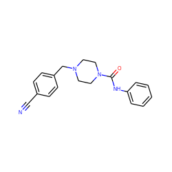 N#Cc1ccc(CN2CCN(C(=O)Nc3ccccc3)CC2)cc1 ZINC000018175764