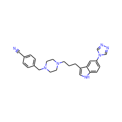 N#Cc1ccc(CN2CCN(CCCc3c[nH]c4ccc(-n5cnnc5)cc34)CC2)cc1 ZINC000022939216