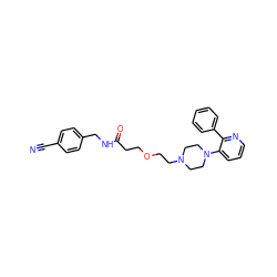 N#Cc1ccc(CNC(=O)CCOCCN2CCN(c3cccnc3-c3ccccc3)CC2)cc1 ZINC001772616345