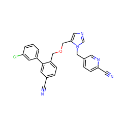 N#Cc1ccc(COCc2cncn2Cc2ccc(C#N)nc2)c(-c2cccc(Cl)c2)c1 ZINC000028368889