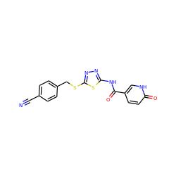 N#Cc1ccc(CSc2nnc(NC(=O)c3ccc(=O)[nH]c3)s2)cc1 ZINC000013683229