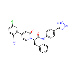 N#Cc1ccc(Cl)cc1-c1ccn([C@H](Cc2ccccc2)C(=O)Nc2ccc(-c3nn[nH]n3)cc2)c(=O)c1 ZINC001772627184