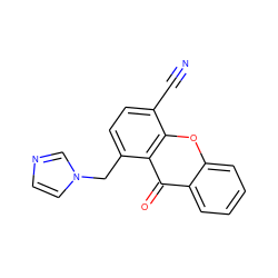 N#Cc1ccc(Cn2ccnc2)c2c(=O)c3ccccc3oc12 ZINC000013509461