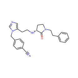 N#Cc1ccc(Cn2cncc2CCN[C@@H]2CCN(CCc3ccccc3)C2=O)cc1 ZINC000013863855