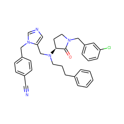 N#Cc1ccc(Cn2cncc2CN(CCCc2ccccc2)[C@H]2CCN(Cc3cccc(Cl)c3)C2=O)cc1 ZINC000026741671