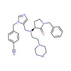 N#Cc1ccc(Cn2cncc2CN(CCN2CCNCC2)[C@H]2CCN(Cc3ccccc3)C2=O)cc1 ZINC000040974056