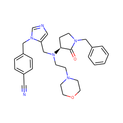 N#Cc1ccc(Cn2cncc2CN(CCN2CCOCC2)[C@H]2CCN(Cc3ccccc3)C2=O)cc1 ZINC000040430865