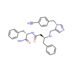 N#Cc1ccc(Cn2cncc2CN[C@H](CC(=O)N[C@@H](Cc2ccccc2)C(N)=O)Cc2ccccc2)cc1 ZINC000028951562