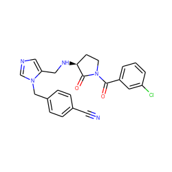 N#Cc1ccc(Cn2cncc2CN[C@H]2CCN(C(=O)c3cccc(Cl)c3)C2=O)cc1 ZINC000040420338