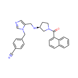 N#Cc1ccc(Cn2cncc2CN[C@H]2CCN(C(=O)c3cccc4ccccc34)C2)cc1 ZINC000013863865