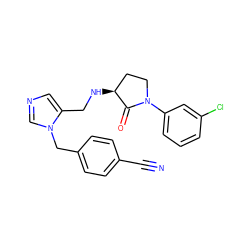 N#Cc1ccc(Cn2cncc2CN[C@H]2CCN(c3cccc(Cl)c3)C2=O)cc1 ZINC000013863856