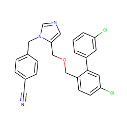 N#Cc1ccc(Cn2cncc2COCc2ccc(Cl)cc2-c2cccc(Cl)c2)cc1 ZINC000028389338