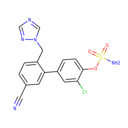 N#Cc1ccc(Cn2cncn2)c(-c2ccc(OS(N)(=O)=O)c(Cl)c2)c1 ZINC000045358978