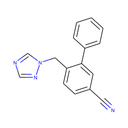 N#Cc1ccc(Cn2cncn2)c(-c2ccccc2)c1 ZINC000045335947