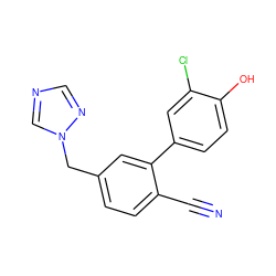 N#Cc1ccc(Cn2cncn2)cc1-c1ccc(O)c(Cl)c1 ZINC000045356894