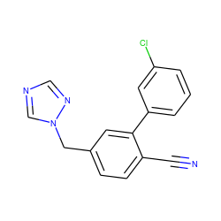 N#Cc1ccc(Cn2cncn2)cc1-c1cccc(Cl)c1 ZINC000045335970