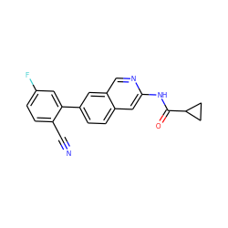 N#Cc1ccc(F)cc1-c1ccc2cc(NC(=O)C3CC3)ncc2c1 ZINC000169699955