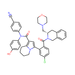 N#Cc1ccc(N(C(=O)c2cc(-c3cc(Cl)ccc3C(=O)N3Cc4ccccc4C[C@H]3CN3CCOCC3)n3c2CCCC3)c2ccc(O)cc2)cc1 ZINC001772616591