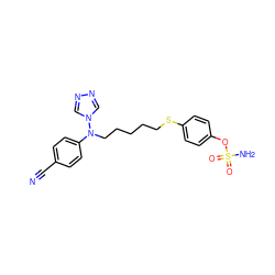 N#Cc1ccc(N(CCCCCSc2ccc(OS(N)(=O)=O)cc2)n2cnnc2)cc1 ZINC000143775829