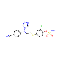 N#Cc1ccc(N(CCSc2ccc(OS(N)(=O)=O)c(Cl)c2)n2cnnc2)cc1 ZINC000143780747