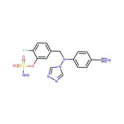 N#Cc1ccc(N(Cc2ccc(F)c(OS(N)(=O)=O)c2)n2cnnc2)cc1 ZINC000028701923