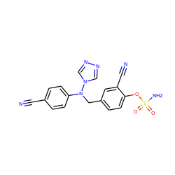 N#Cc1ccc(N(Cc2ccc(OS(N)(=O)=O)c(C#N)c2)n2cnnc2)cc1 ZINC000028701902