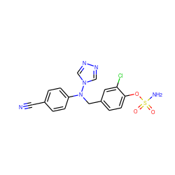 N#Cc1ccc(N(Cc2ccc(OS(N)(=O)=O)c(Cl)c2)n2cnnc2)cc1 ZINC000013524149