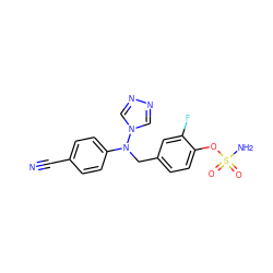 N#Cc1ccc(N(Cc2ccc(OS(N)(=O)=O)c(F)c2)n2cnnc2)cc1 ZINC000013524146