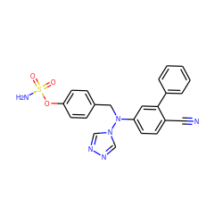 N#Cc1ccc(N(Cc2ccc(OS(N)(=O)=O)cc2)n2cnnc2)cc1-c1ccccc1 ZINC000066074167